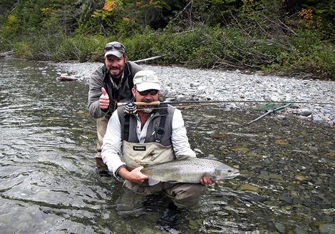 John Valk showing off a beautiful Quebec Atlantic salmon